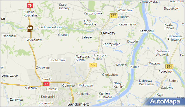 mapa Rzeczyca Mokra, Rzeczyca Mokra na mapie Targeo