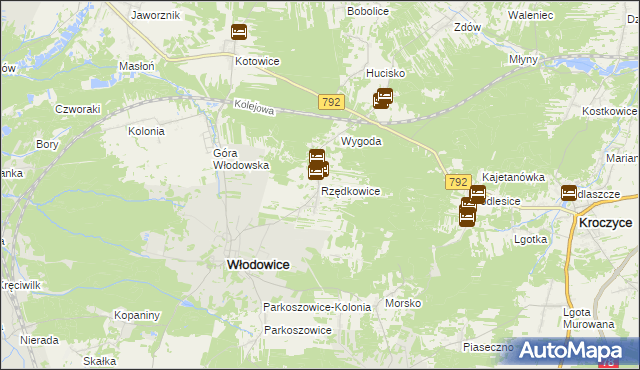 mapa Rzędkowice, Rzędkowice na mapie Targeo