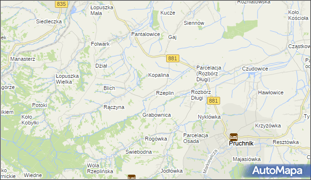 mapa Rzeplin gmina Pruchnik, Rzeplin gmina Pruchnik na mapie Targeo