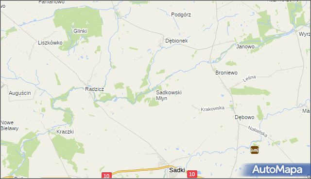 mapa Sadkowski Młyn, Sadkowski Młyn na mapie Targeo