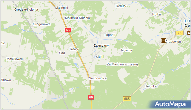 mapa Saki gmina Kleszczele, Saki gmina Kleszczele na mapie Targeo