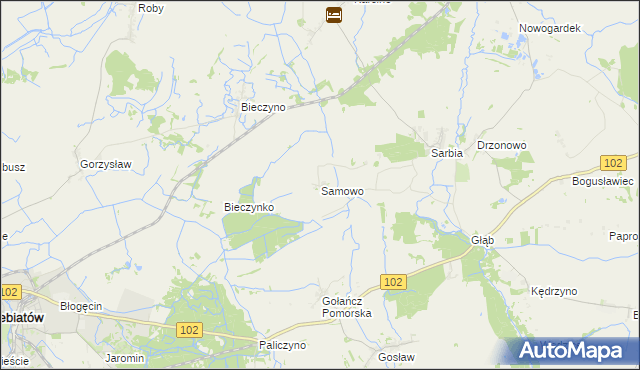 mapa Samowo, Samowo na mapie Targeo