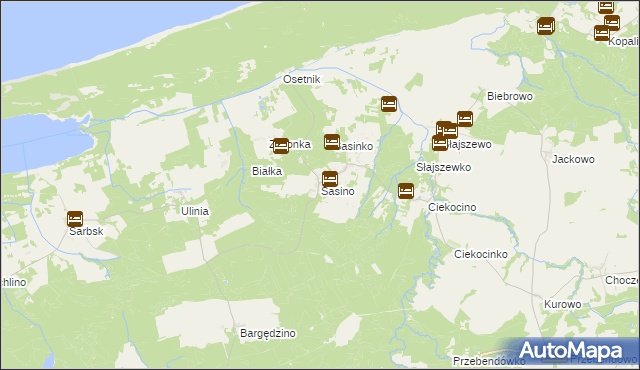 mapa Sasino, Sasino na mapie Targeo