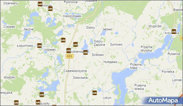 mapa Ścibowo gmina Jeleniewo, Ścibowo gmina Jeleniewo na mapie Targeo