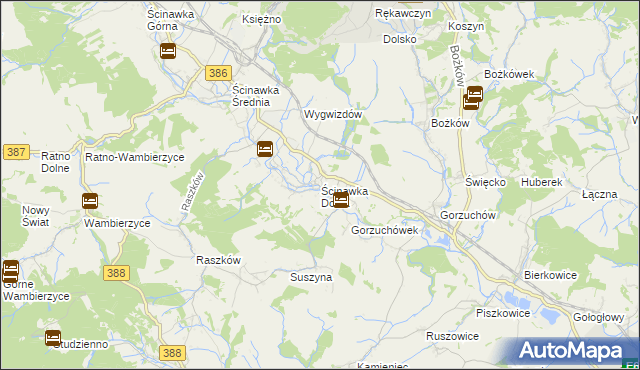 mapa Ścinawka Dolna, Ścinawka Dolna na mapie Targeo