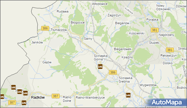 mapa Ścinawka Górna, Ścinawka Górna na mapie Targeo