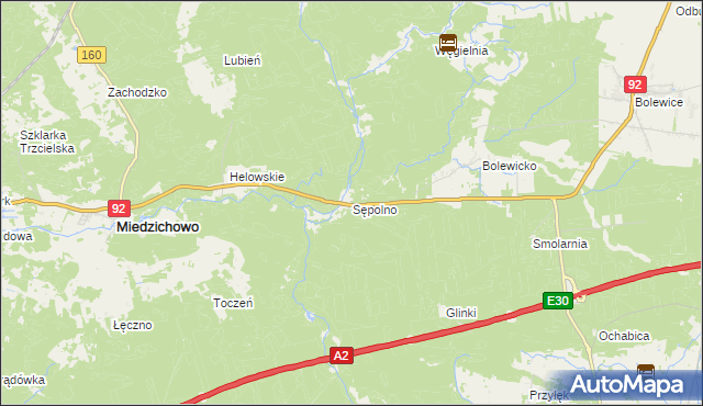 mapa Sępolno gmina Miedzichowo, Sępolno gmina Miedzichowo na mapie Targeo