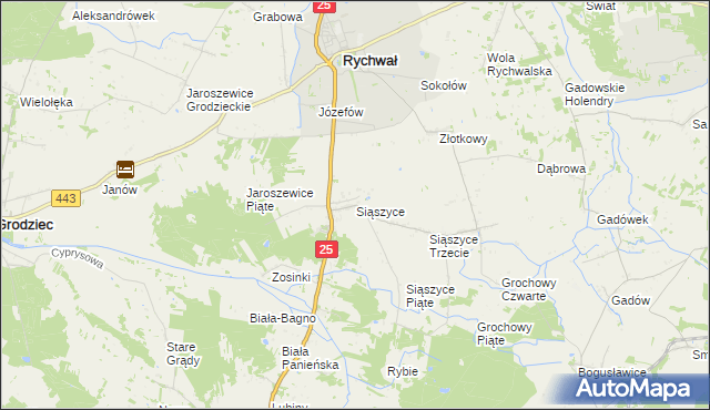 mapa Siąszyce, Siąszyce na mapie Targeo