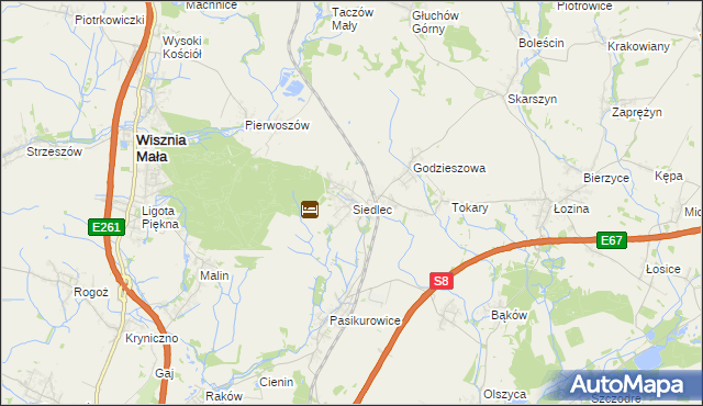 mapa Siedlec gmina Długołęka, Siedlec gmina Długołęka na mapie Targeo