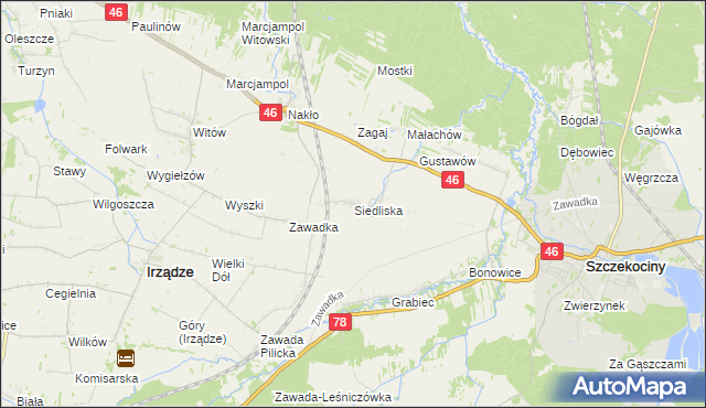 mapa Siedliska gmina Szczekociny, Siedliska gmina Szczekociny na mapie Targeo