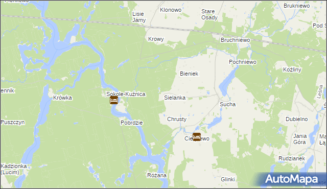 mapa Sielanka gmina Lubiewo, Sielanka gmina Lubiewo na mapie Targeo