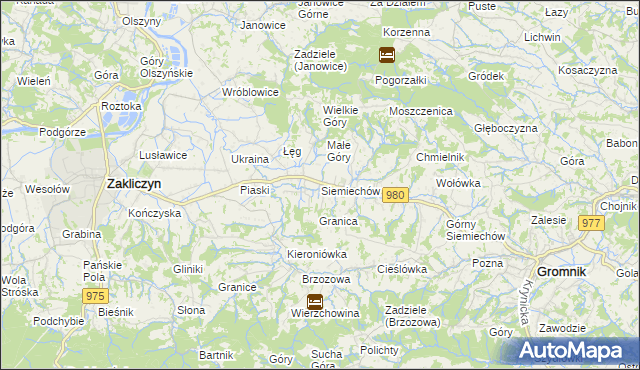 mapa Siemiechów gmina Gromnik, Siemiechów gmina Gromnik na mapie Targeo