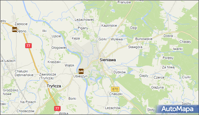 mapa Sieniawa powiat przeworski, Sieniawa powiat przeworski na mapie Targeo