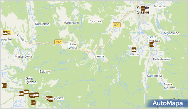 mapa Sienna gmina Stronie Śląskie, Sienna gmina Stronie Śląskie na mapie Targeo