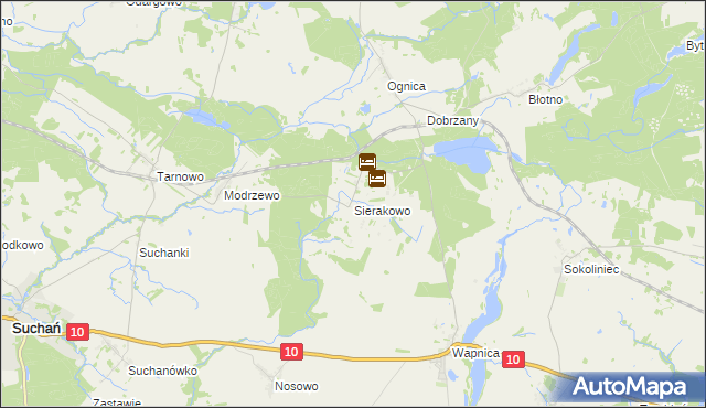 mapa Sierakowo gmina Dobrzany, Sierakowo gmina Dobrzany na mapie Targeo