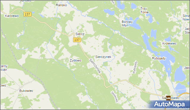 mapa Sierczynek, Sierczynek na mapie Targeo