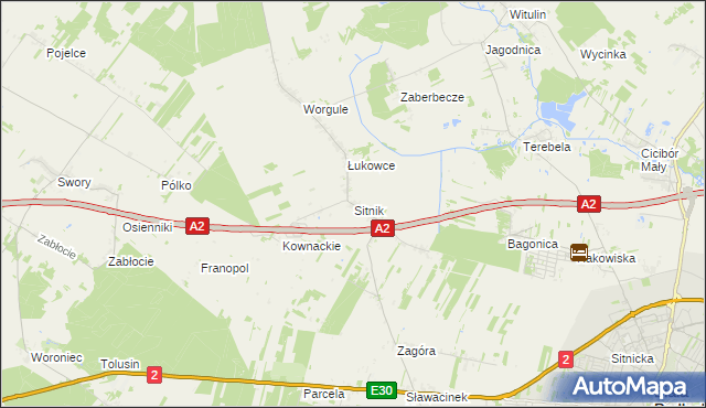 mapa Sitnik gmina Biała Podlaska, Sitnik gmina Biała Podlaska na mapie Targeo