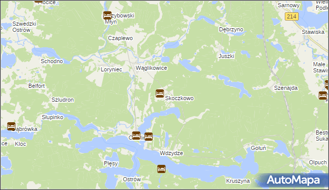 mapa Skoczkowo gmina Kościerzyna, Skoczkowo gmina Kościerzyna na mapie Targeo