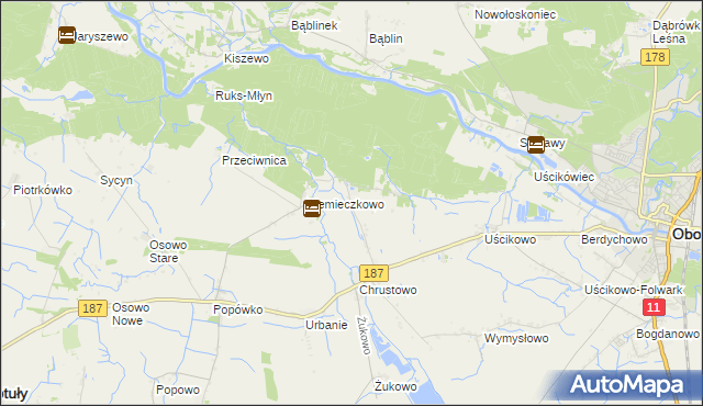 mapa Sławienko gmina Oborniki, Sławienko gmina Oborniki na mapie Targeo