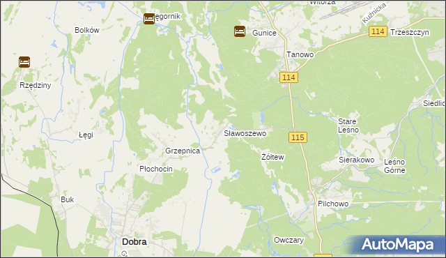 mapa Sławoszewo gmina Dobra (Szczecińska), Sławoszewo gmina Dobra (Szczecińska) na mapie Targeo