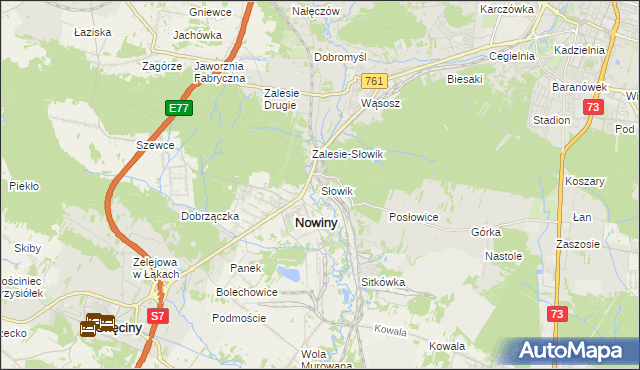 mapa Słowik gmina Sitkówka-Nowiny, Słowik gmina Sitkówka-Nowiny na mapie Targeo