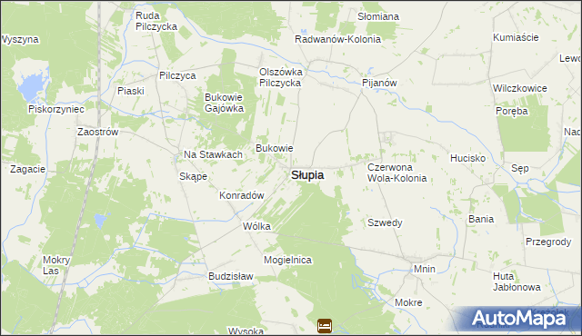 mapa Słupia gmina Słupia Konecka, Słupia gmina Słupia Konecka na mapie Targeo