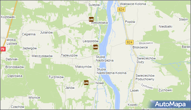 mapa Słupia Nadbrzeżna, Słupia Nadbrzeżna na mapie Targeo