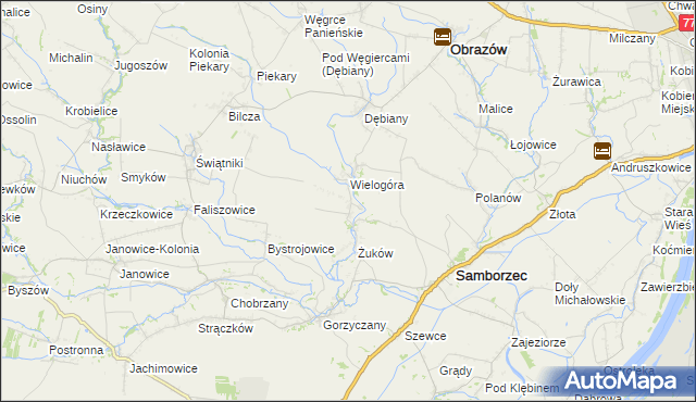 mapa Śmiechowice gmina Samborzec, Śmiechowice gmina Samborzec na mapie Targeo