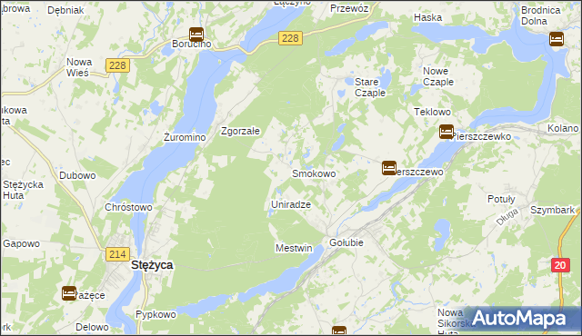 mapa Smokowo gmina Stężyca, Smokowo gmina Stężyca na mapie Targeo