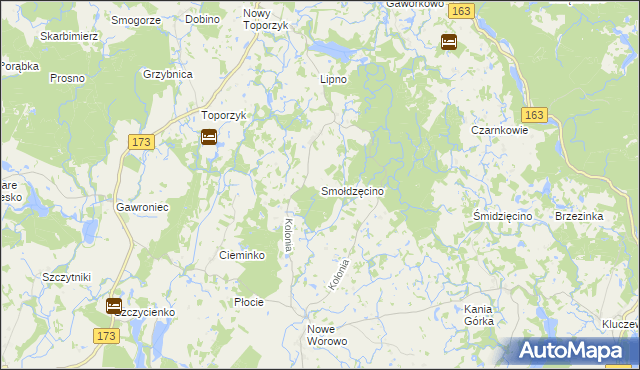 mapa Smołdzęcino, Smołdzęcino na mapie Targeo