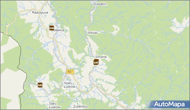 mapa Smolnik gmina Komańcza, Smolnik gmina Komańcza na mapie Targeo