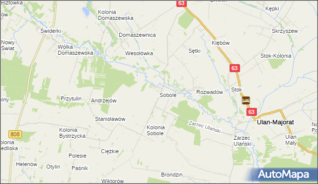 mapa Sobole gmina Ulan-Majorat, Sobole gmina Ulan-Majorat na mapie Targeo