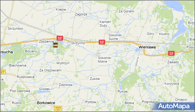 mapa Sokolniki Mokre, Sokolniki Mokre na mapie Targeo