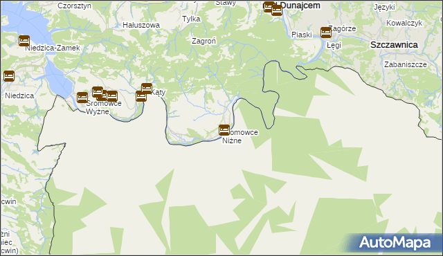 mapa Sromowce Niżne, Sromowce Niżne na mapie Targeo