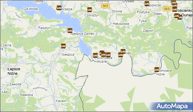 mapa Sromowce Wyżne, Sromowce Wyżne na mapie Targeo