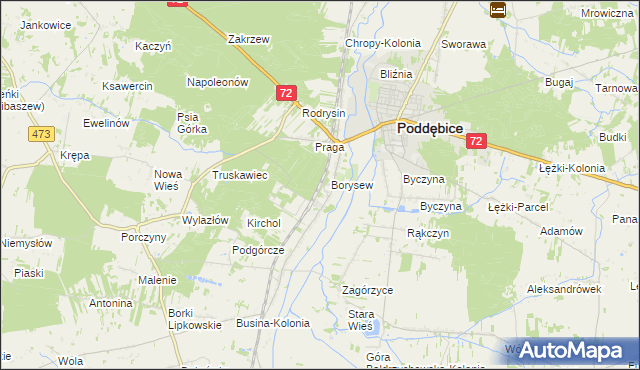 mapa Stacja Poddębice, Stacja Poddębice na mapie Targeo