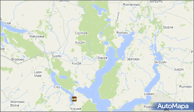 mapa Stacze gmina Kalinowo, Stacze gmina Kalinowo na mapie Targeo