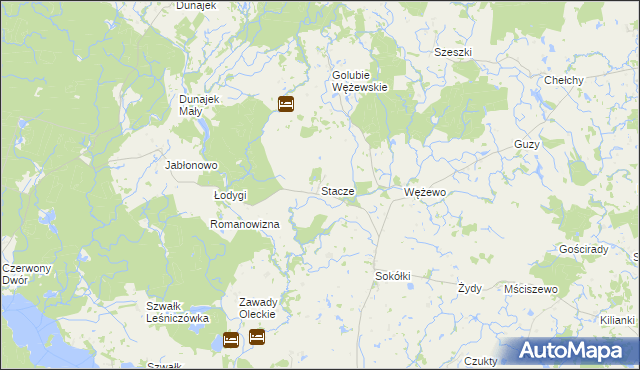 mapa Stacze gmina Kowale Oleckie, Stacze gmina Kowale Oleckie na mapie Targeo