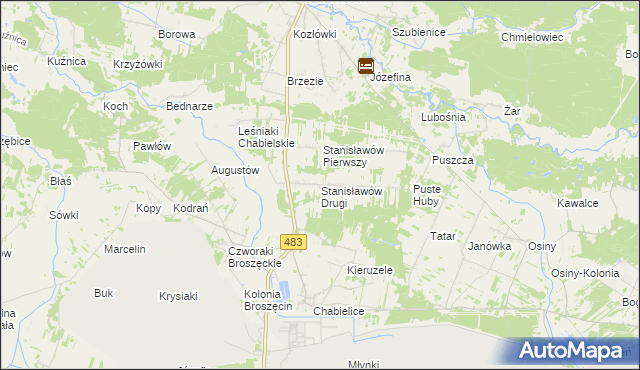 mapa Stanisławów Drugi gmina Szczerców, Stanisławów Drugi gmina Szczerców na mapie Targeo