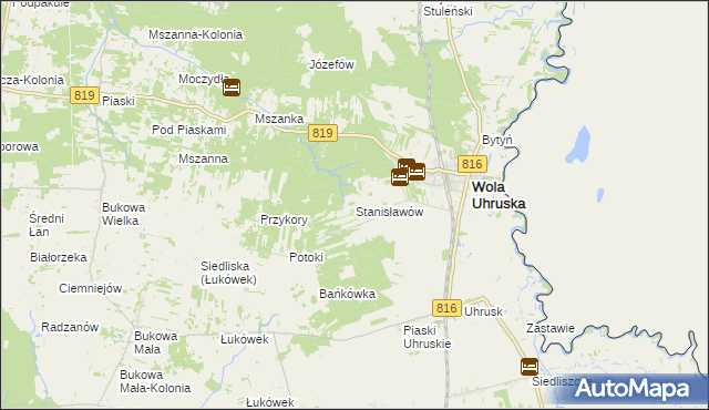 mapa Stanisławów gmina Wola Uhruska, Stanisławów gmina Wola Uhruska na mapie Targeo