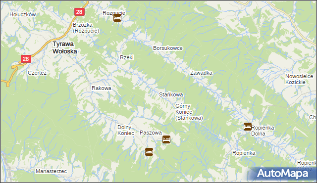 mapa Stańkowa gmina Ustrzyki Dolne, Stańkowa gmina Ustrzyki Dolne na mapie Targeo
