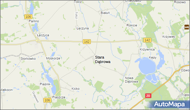 mapa Stara Dąbrowa powiat stargardzki, Stara Dąbrowa powiat stargardzki na mapie Targeo