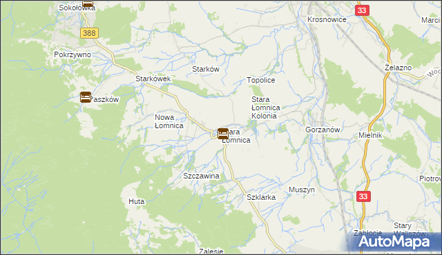 mapa Stara Łomnica, Stara Łomnica na mapie Targeo