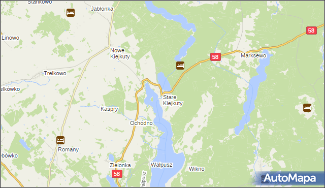 mapa Stare Kiejkuty, Stare Kiejkuty na mapie Targeo