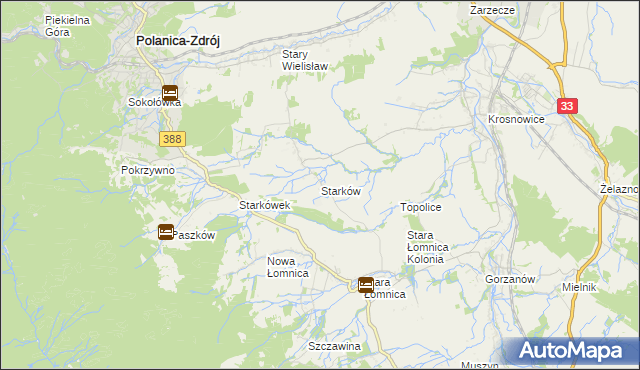 mapa Starków gmina Kłodzko, Starków gmina Kłodzko na mapie Targeo