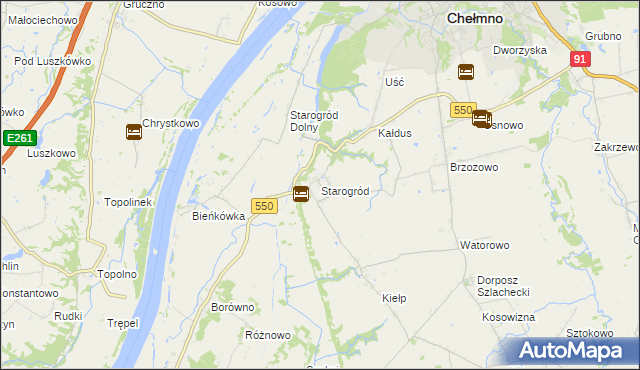 mapa Starogród gmina Chełmno, Starogród gmina Chełmno na mapie Targeo