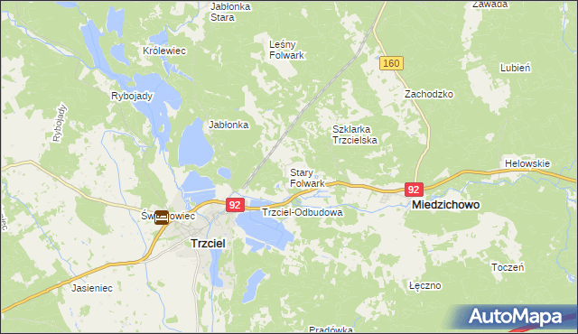 mapa Stary Folwark gmina Miedzichowo, Stary Folwark gmina Miedzichowo na mapie Targeo