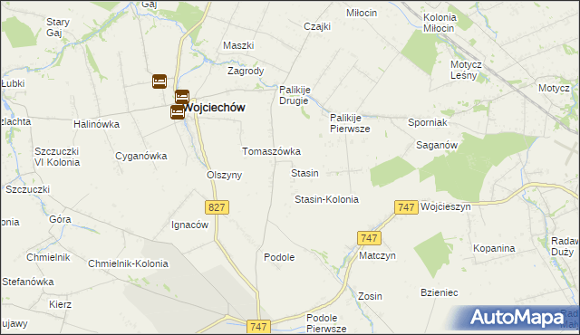 mapa Stasin gmina Wojciechów, Stasin gmina Wojciechów na mapie Targeo