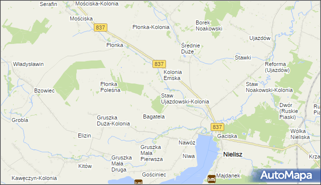 mapa Staw Ujazdowski-Kolonia, Staw Ujazdowski-Kolonia na mapie Targeo