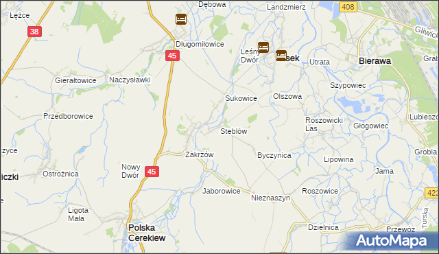 mapa Steblów gmina Cisek, Steblów gmina Cisek na mapie Targeo